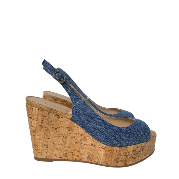 Stuart Weitzman Denim Sandals 8 - Picture 3 of 5